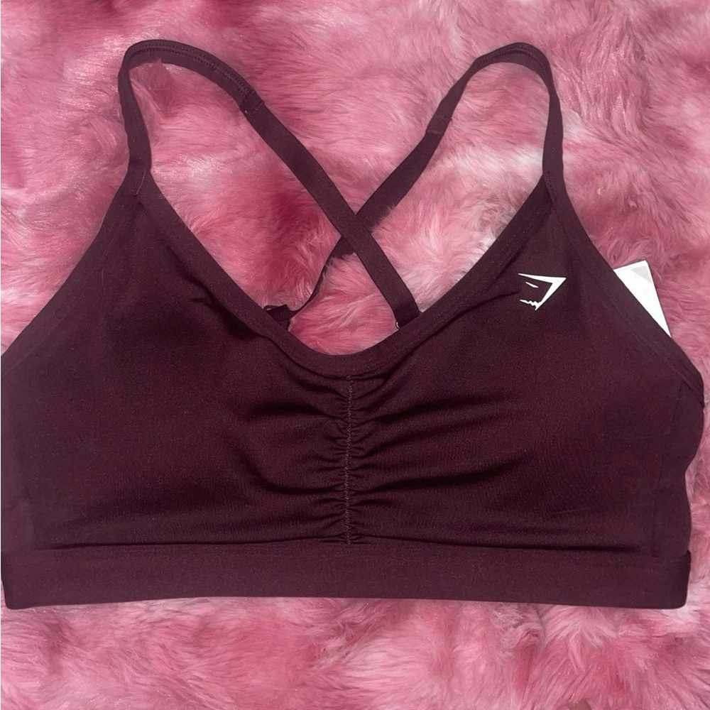 Gymshark cherry purple ruched bra